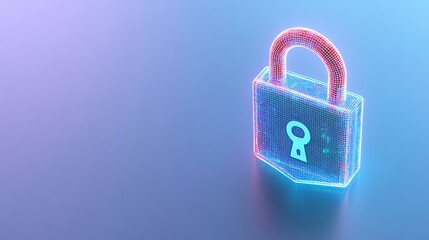 Fototapeta premium Digital Lock Icon in Vibrant Wireframe Design for Cybersecurity and Data Protection Concepts