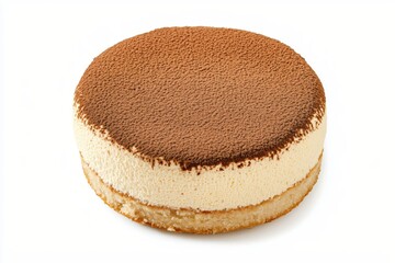 Delicious Tiramisu Cake with Cocoa Powder on Top Isolated on White Background Studio Shot