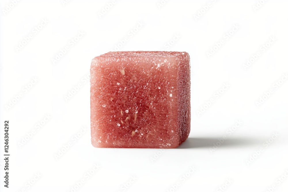 Poster textured pink cube on white background showing abstract shape and modern minimalist design