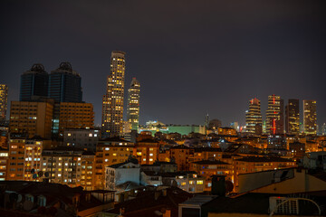 Naklejka premium Night view of Istanbul. Houses and skyscrapers in the Sisli district