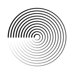 Halftone speed lines circle. Geometric art in circle form. Round swirl movement symbol. Halftone circular frame. Vector design element