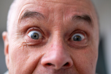 open-mouthed senior man in shock, capturing raw emotion surprise and disbelief unexpected news, Mature woman Emotional portrait