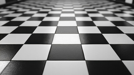 Checkered backgrounds in bold black and white creating a retro, high-contrast look