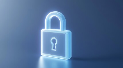 Futuristic Digital Lock with Keyhole Symbol on a Blue Gradient Background for Security and Protection Themes