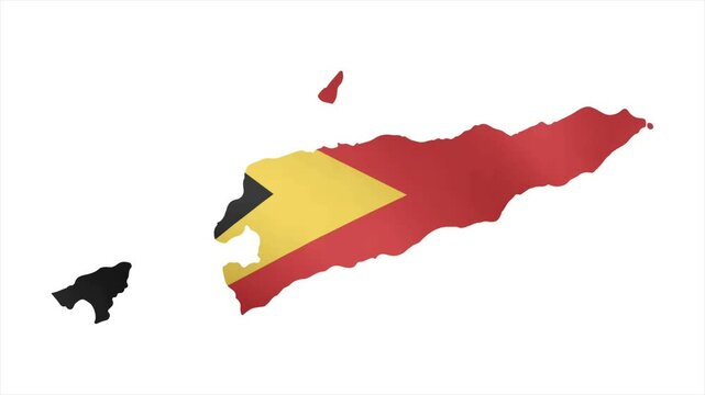 The Flag of EAST TIMOR Waves Within Its Map with Beautiful Animation