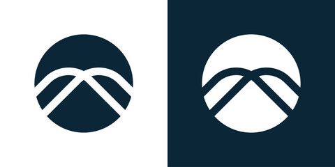 Abstract letter M logotype. Circle M negative space Modern logo idea sign. Universal emblem vector icon.