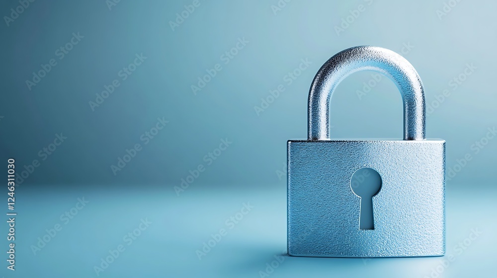 Aufkleber metallic padlock isolated on blue background symbolizing security and privacy in digital and physica