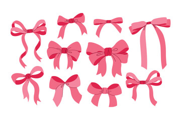 Vector set of ribbon bows illustrations isolated on white background