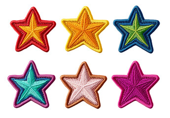Obraz premium Colorful star shapes in a variety of vibrant colors. Perfect for decorations, crafts, or educational projects. 