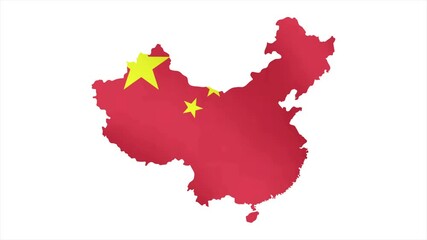 The Flag of CHINA Waves Within Its Map with Beautiful Animation