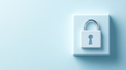 Minimalist Concept of Security with a White Padlock on a Light Blue Background for Online Protection and Safety Themes