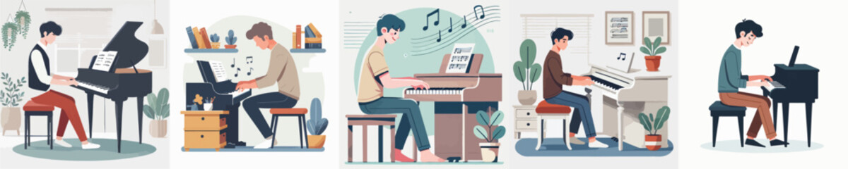 vector of man playing piano