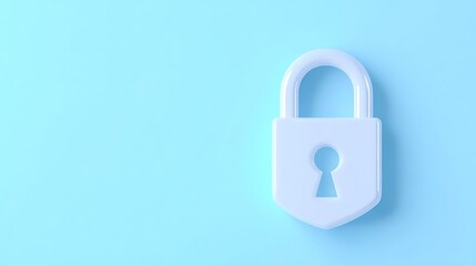 Minimalist White Padlock on Soft Blue Background Symbolizing Security and Protection in Digital and Physical Spaces