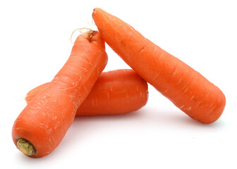 There are carrots on a white background - stock photo
