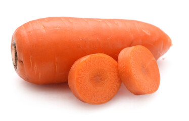 There are carrots on a white background - stock photo
