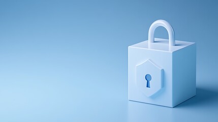Modern White Security Lock on a Soft Blue Background Representing Safety and Protection Concepts in Digital Era