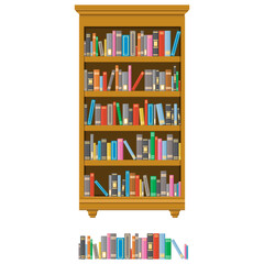 Books in Library Bookcase - Flat Color Icon Illustration