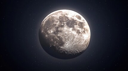 Fototapeta premium Gibbous moon in dark night sky with stars.