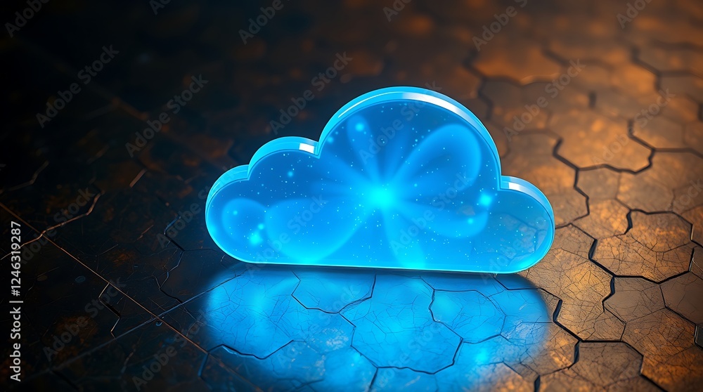 Aufkleber cloud computing concept, cloud-based global networking, data storage, accessibility, scalability, aw