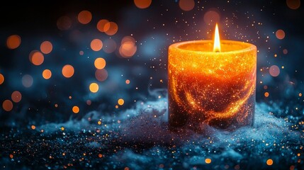 Melting Candle Transforming into Vibrant Cosmic Galaxy with Stars and Nebulae