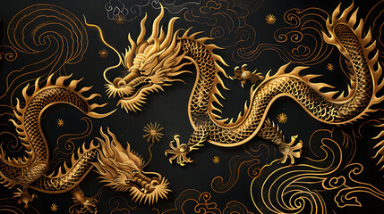 Obraz premium new year card with Japanese patterns 