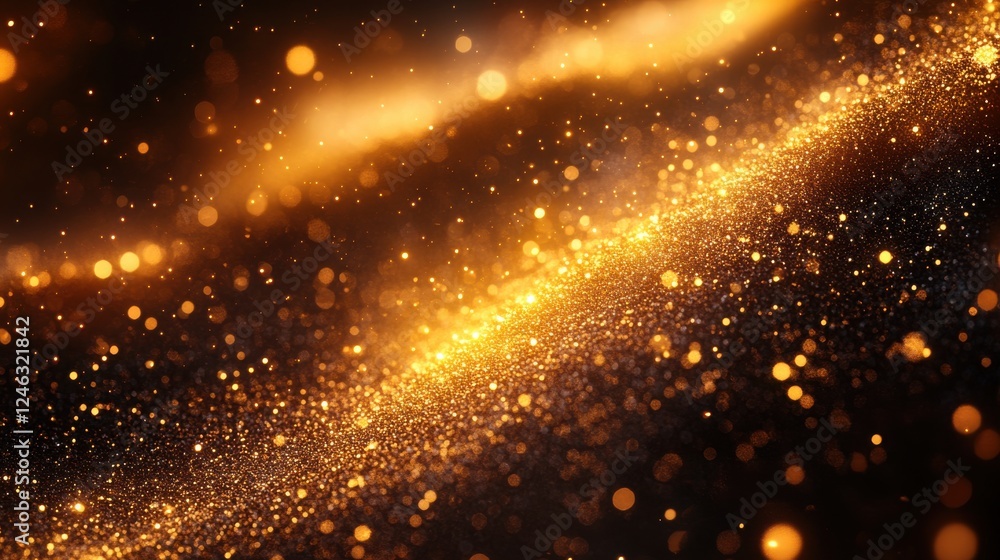 Aufkleber shimmering golden background filled with soft glowing light particles and bokeh effects background