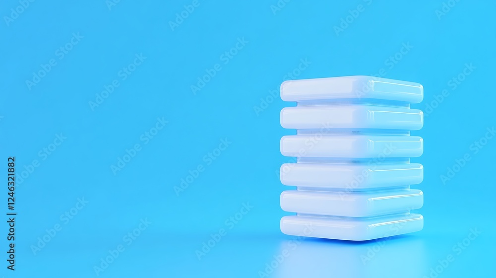 Aufkleber stacked white rectangular blocks on a bright blue background for minimalist design concepts
