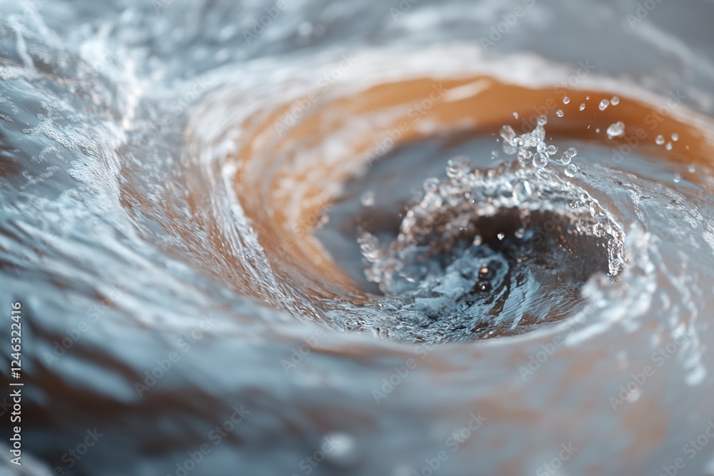 Poster high-speed capture of swirling water showing intricate splashes and droplets. the blurred edges emph