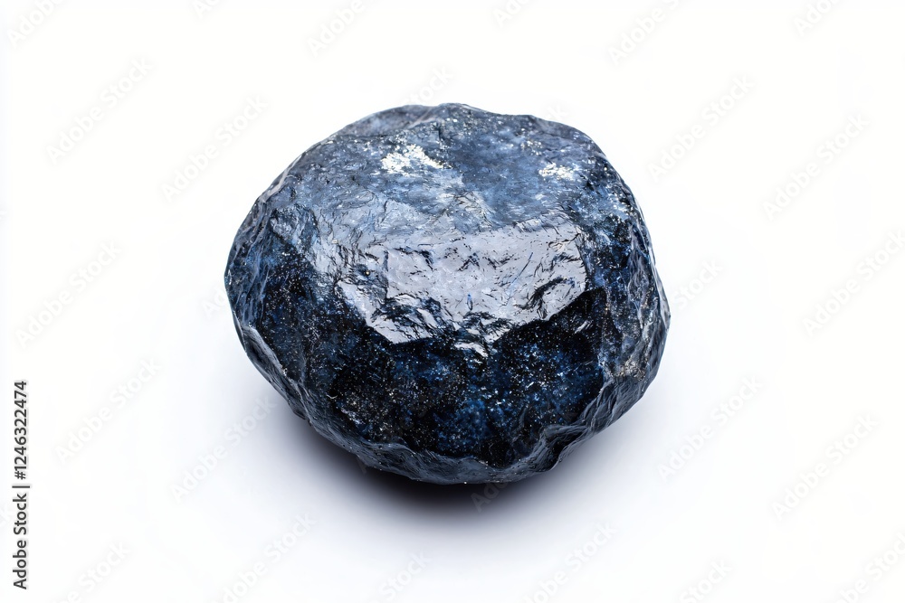 Poster captivating close up of a dark blue mineral stone displaying unique texture and pattern
