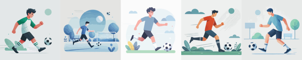 vector set of a young man playing football © sarah16blakeyxh2