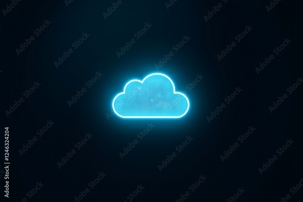 Poster cloud computing concept, cloud-based global networking, data storage, accessibility, scalability, aw