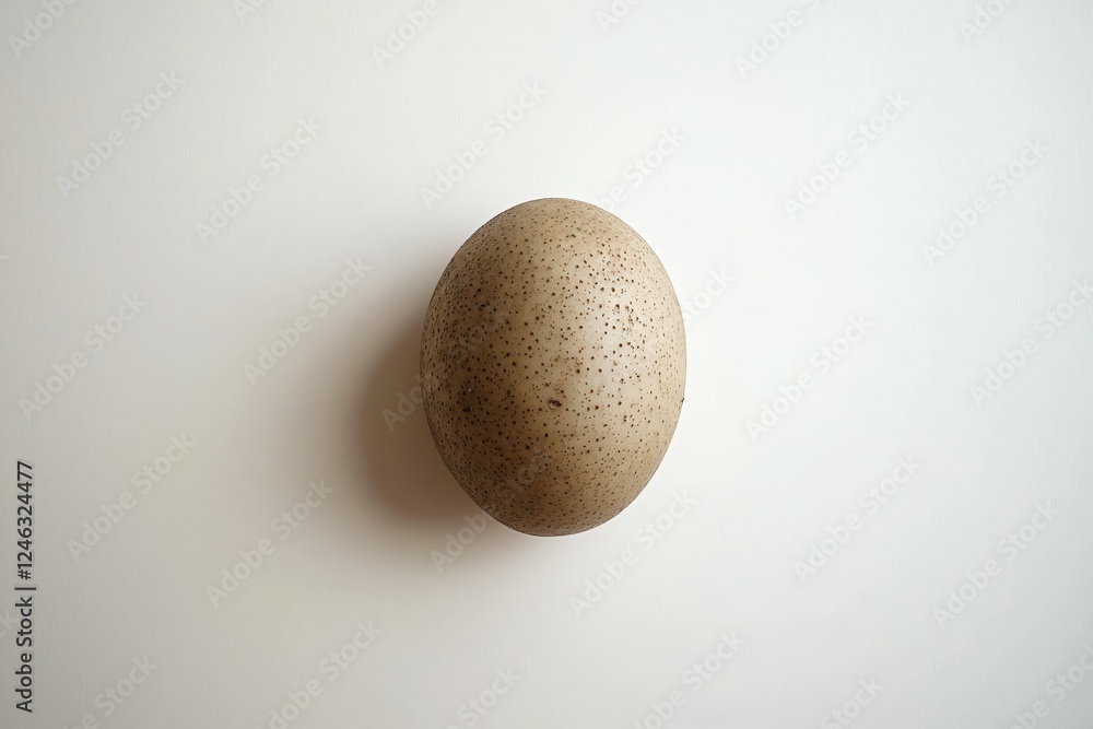 Poster speckled egg on a white surface creating a simple and elegant composition for design
