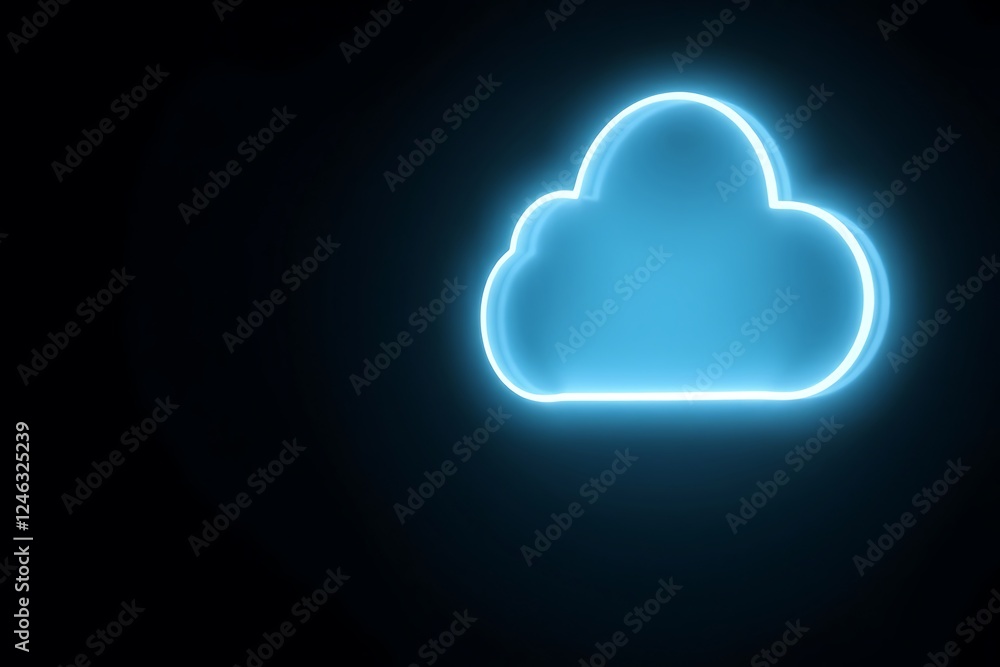 Poster cloud computing concept, cloud-based global networking, data storage, accessibility, scalability, aw