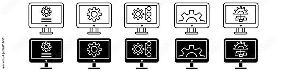 Poster loading icon vector set. update system illustration sign collection. concept of upgrade application 