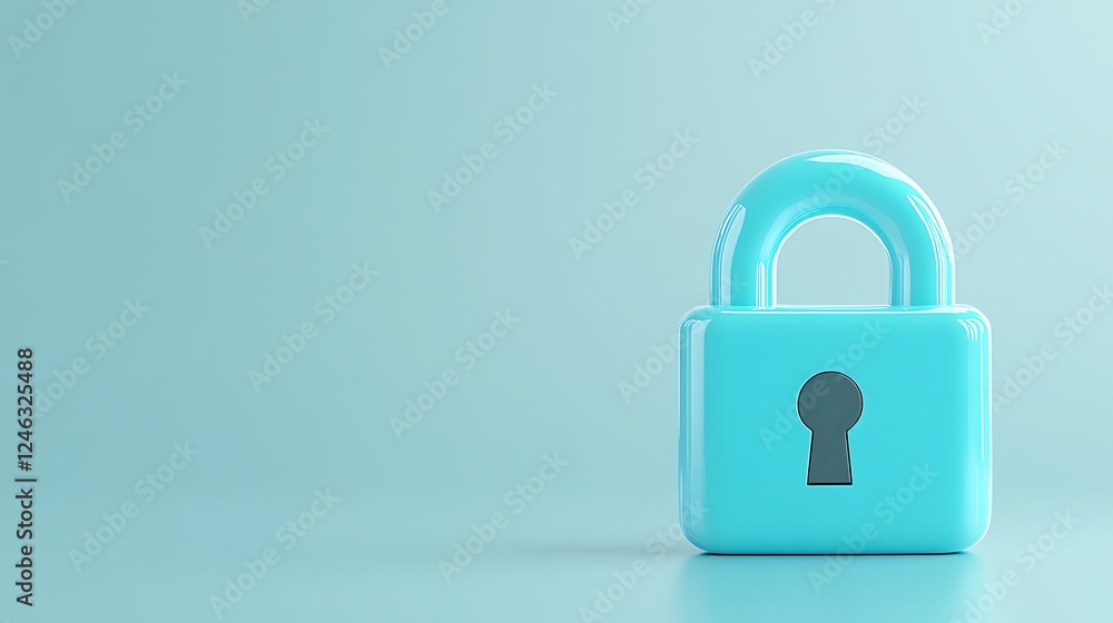 Poster vibrant aqua colorful padlock on soft background representing security and protection concept in mod