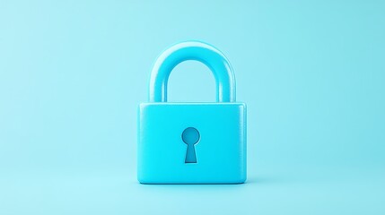 Vibrant Blue Padlock on Soft Blue Background Symbolizing Security and Protection in Modern Digital Age