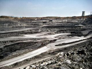 Photograph from 2009: Opencast coal mining at the former Emma mine (now closed), Puertollano, Spain
