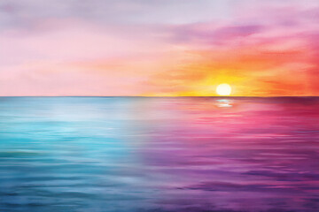 Obraz premium tropical beach sunset watercolor view