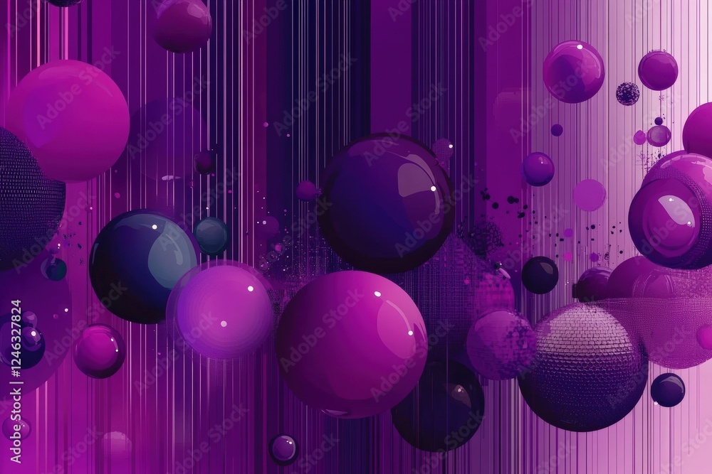 Poster abstract purple spheres creating a vibrant and dynamic background design