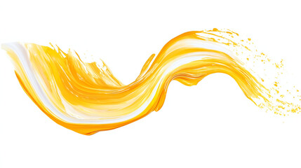 Bright yellow paint stroke on a white canvas creating a vivid, artistic expression,A brush glides across a white canvas. Orange, yellow and red gradient paint stroke. Abstract background