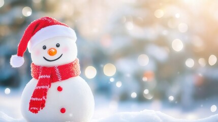 Obraz premium Smiling Snowman in Winter Wonderland