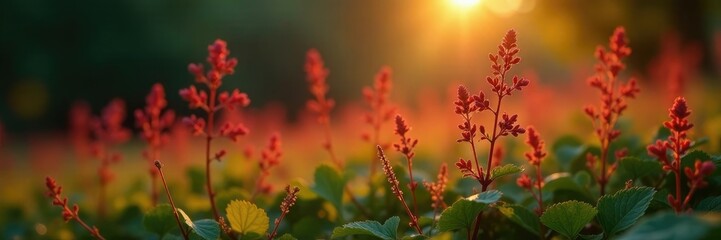 Morning light illuminates knotweed Persicaria amplexicaulis firetail stems, firetail, plant life, stem