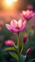 Fototapeta premium Morning light highlights Bahava flower blossoms, nature, morning