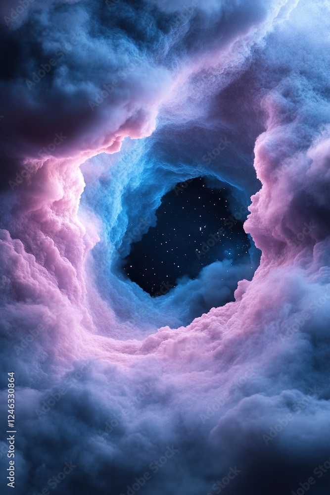 Aufkleber a captivating array of blue and purple nebula clouds entwines, creating soft glowing light trails. t