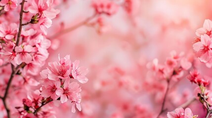 Vibrant pink cherry blossoms in full bloom, creating a serene atmosphere in springtime