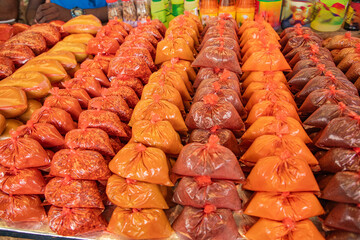 variety of vegetables, fruits, cereals and dried fish in Sri Lanka