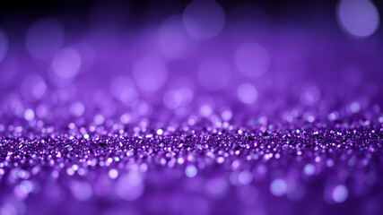 Shiny purple glitter, closeup. Halloween background, bokeh effect. Generative AI