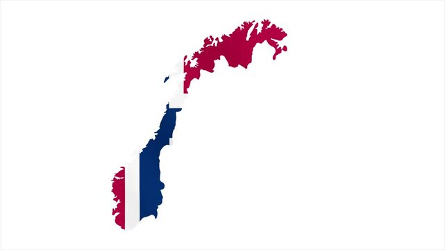 The Flag of NORWAY Waves Within Its Map with Beautiful Animation