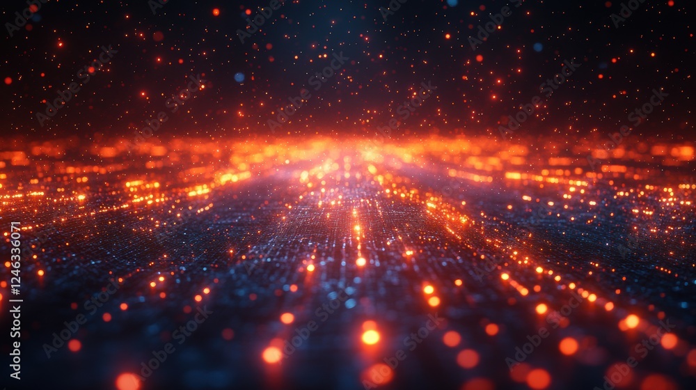 Poster technology background featuring digital grids and illuminated pathways