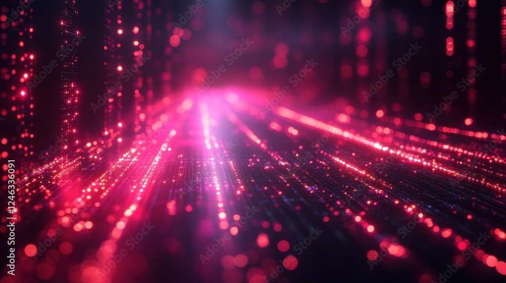 Poster technology background featuring digital grids and illuminated pathways